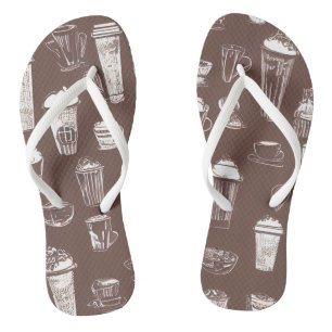 Kaffeeshop-Cups Gemusterte Flip Flops