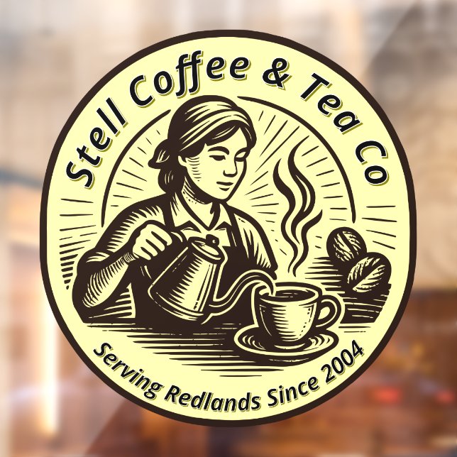 Kaffeeshop Frau Barista Generic anpassen Fensteraufkleber (Blatt 2)