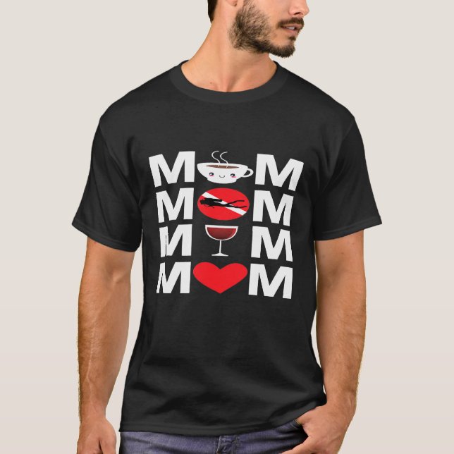 Kaffeeskuba Diving Mama Diver Mutter Flagge T-Shirt (Vorderseite)