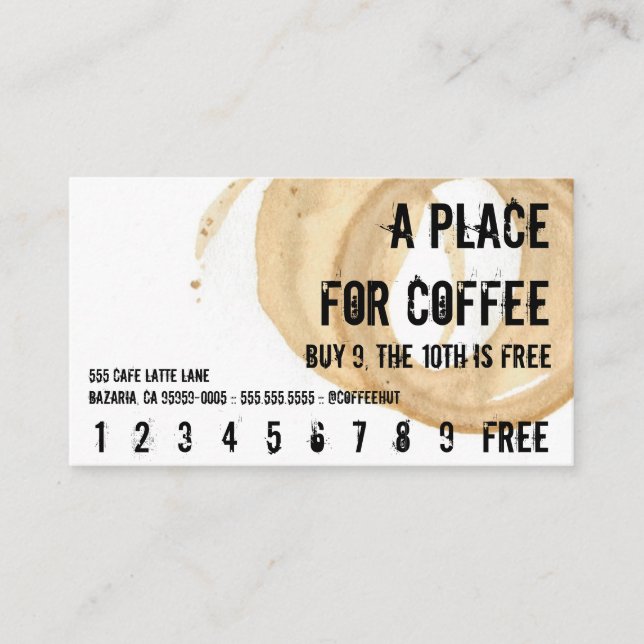Kaffeestain Logo Drink Punch Rough Treuekarte (Vorderseite)