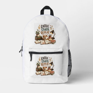 Kaffeestudium Wiederholung Student Buchliebhaber A Bedruckter Rucksack