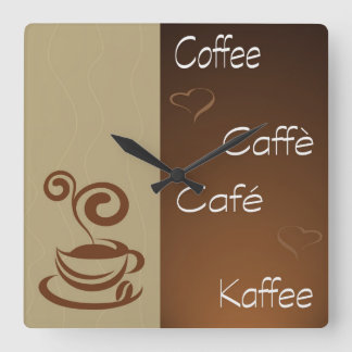 Kaffeestunde Quadratische Wanduhr