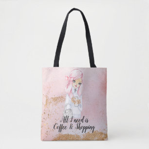 Kaffeesüchtige Blogger-Girl-Planner Tasche
