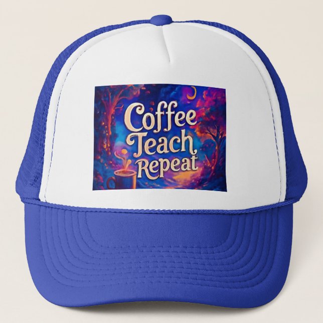 Kaffeetablette Wiederholhut - Funny Teacher Cap |  Truckerkappe (Vorderseite)