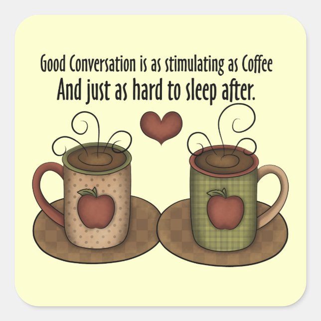 Kaffeetablone Quadratischer Aufkleber (Vorderseite)