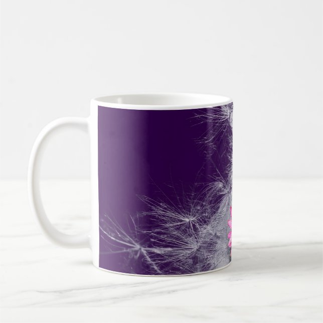 Kaffeetasse Blumen und Distelsamen, lila (Links)