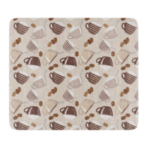 Kaffeetasse Braune Körner Kaffeeliebhaber Getränk Schneidebrett