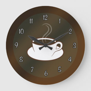 Kaffeetasse-Café-Kaffeestube-große runde Wanduhr