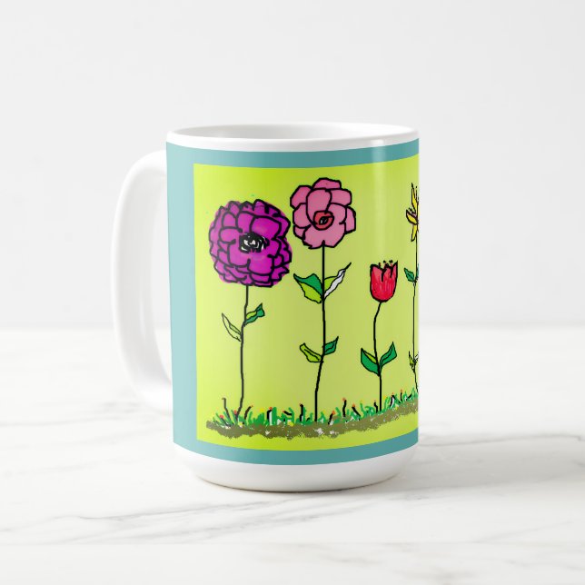 Kaffeetasse - Digitale Blumen (Vorderseite Links)