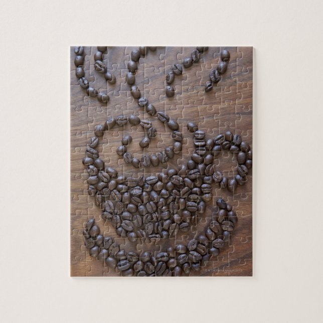 Kaffeetasse illustriert mit Kaffeebohnen Puzzle (Vertikal)