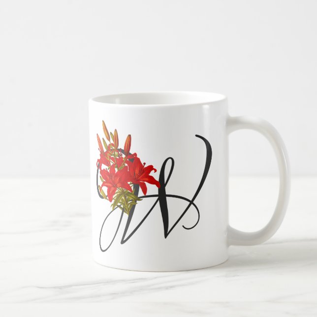 Kaffeetasse Initiale W, Holz-Lilie (Rechts)