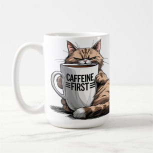 Kaffeetasse 'Kaffee zuerst' für Katzen- und Kaffee