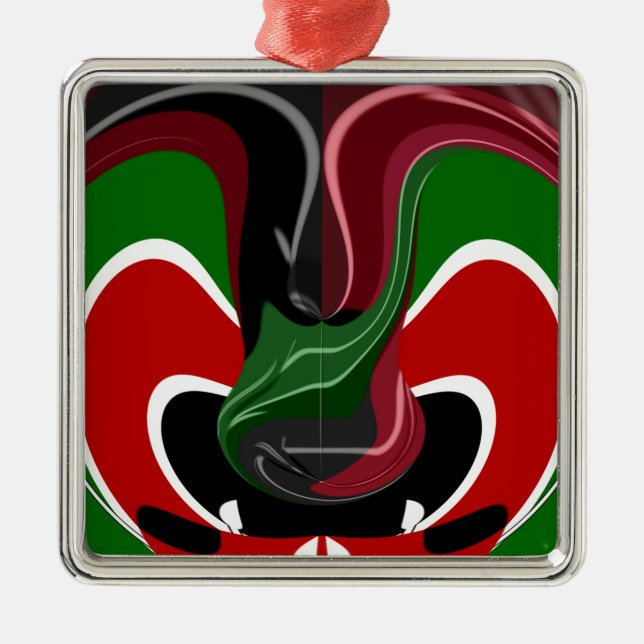 Kaffeetasse Kenya Flagge Hakuna Matata Ornament Aus Metall (Vorne)