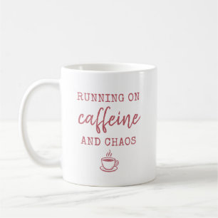 Kaffeetasse "Laufend auf Koffein und Chaos"
