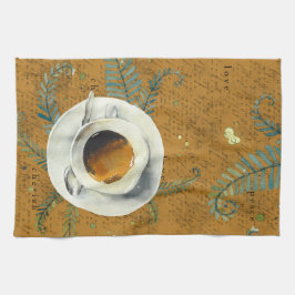 Kaffeetasse, Liebe, Ruhe, Kirsche, Farne Geschirrtuch