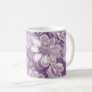 Kaffeetasse, lila Vintage-Blumenmuster Kaffeetasse