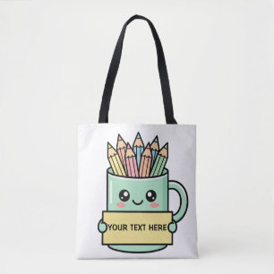 Kaffeetasse mit Bleistiften Leeres Schild Pastell-
