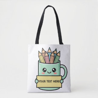 Kaffeetasse mit Bleistiften Leeres Schild Pastell-