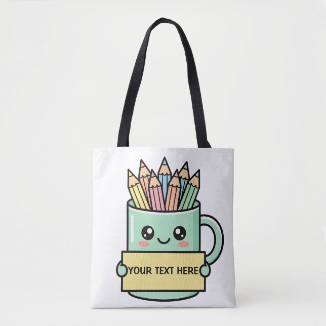 Kaffeetasse mit Bleistiften Leeres Schild Pastell- (Vorderseite)