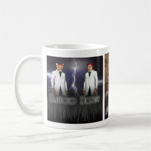 Kaffeetasse mit dem Buchcover von Switched Destini