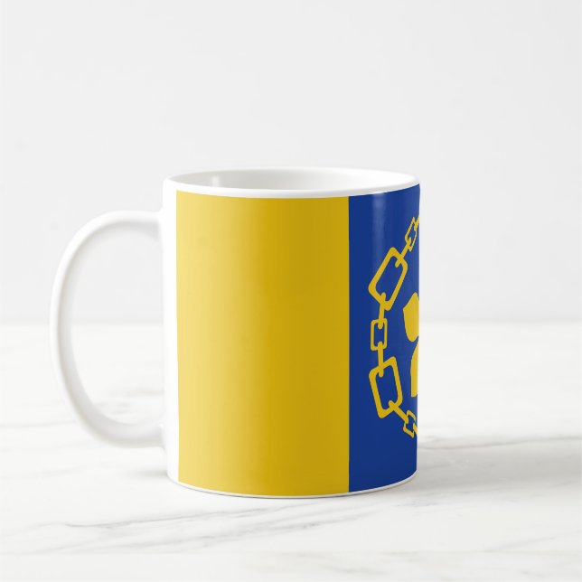 Kaffeetasse mit der Flagge von Hamilton, Ontario (Links)
