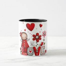 Kaffeetasse mit Design kleines Mädchen mit Lieblin