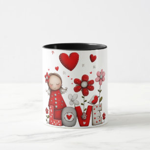 Kaffeetasse mit Design kleines Mädchen mit Lieblin