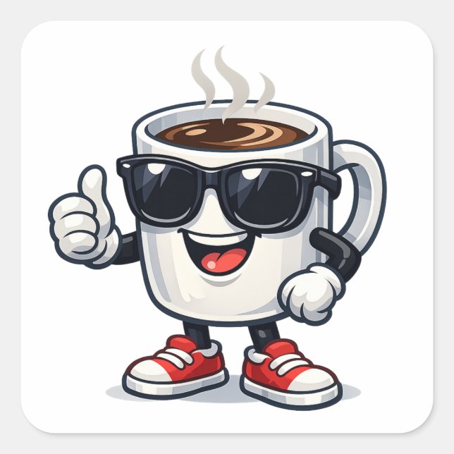 Kaffeetasse mit Energie Quadratischer Aufkleber (Vorderseite)