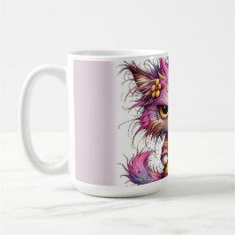 Kaffeetasse mit farbenfrohem Bild einer wütenden K