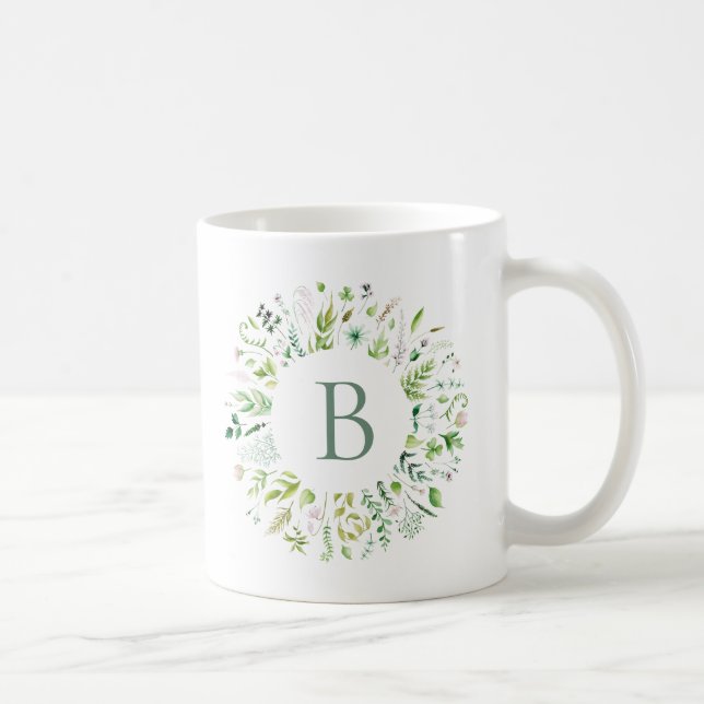 Kaffeetasse mit grünem Blätterkranz (Rechts)