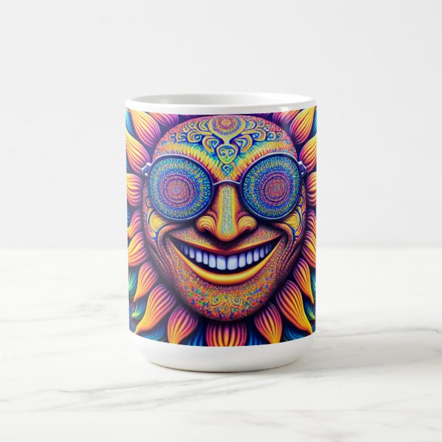 Kaffeetasse mit Hippie-Motiven Sonnenblume (Mittel)