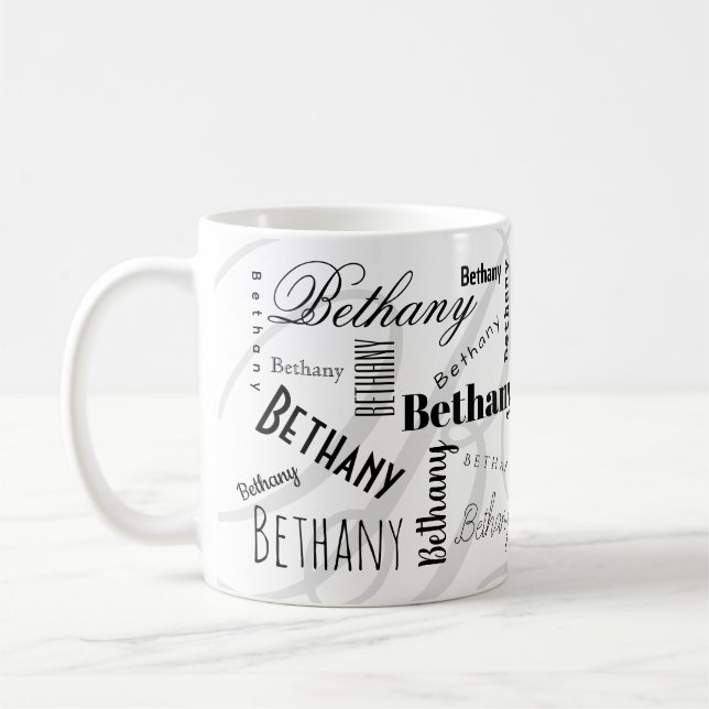 Kaffeetasse mit individuellem Namen Bethany Black  (Links)