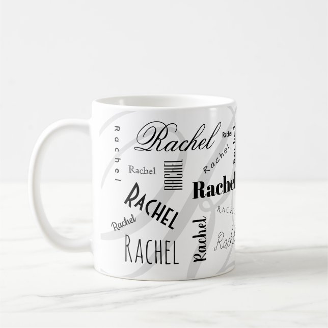 Kaffeetasse mit individuellem Namen Rachel Schwarz (Links)