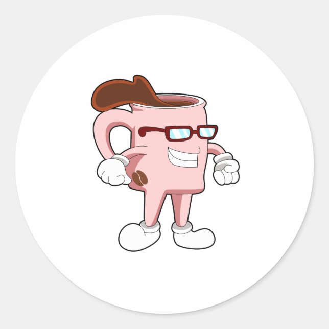 Kaffeetasse mit Kaffee Runder Aufkleber (Vorderseite)