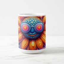 Kaffeetasse mit lebendigen Farben der Sonnenblume
