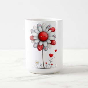 Kaffeetasse mit quilted Sonnenblume und Herzen