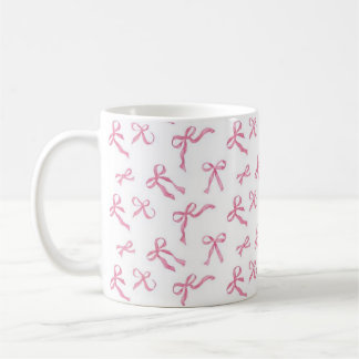 Kaffeetasse mit rosa Schleife, keramische Teetasse