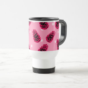 Kaffeetasse mit rosa Tannenzapfen
