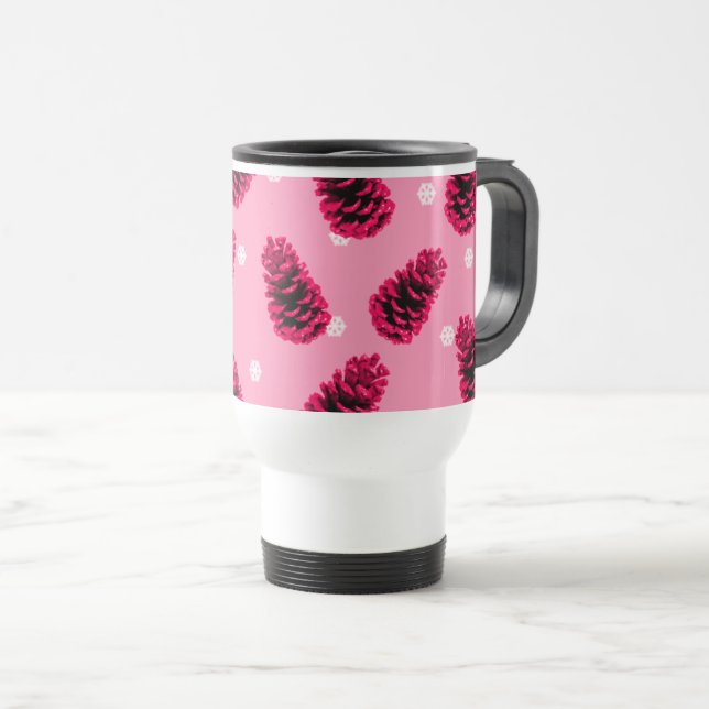 Kaffeetasse mit rosa Tannenzapfen (VorderseiteRechts)