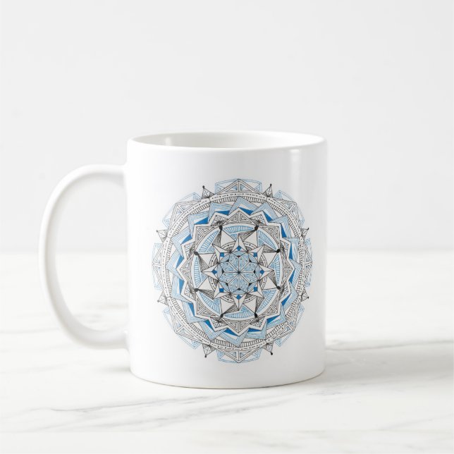 Kaffeetasse Original Mandala-Design 2-seitig Blau (Links)