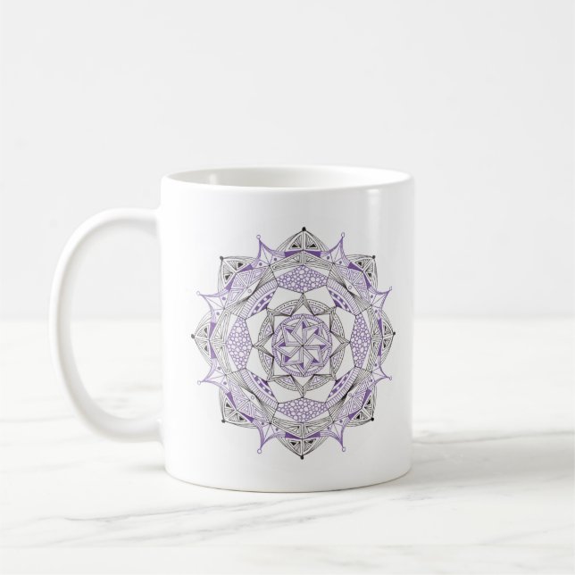 Kaffeetasse Original Mandala-Design 2-seitig Lila (Links)