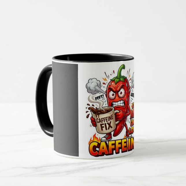 Kaffeetasse 'Powered By Caffeine Combo' | Lustige  (Vorderseite Links)