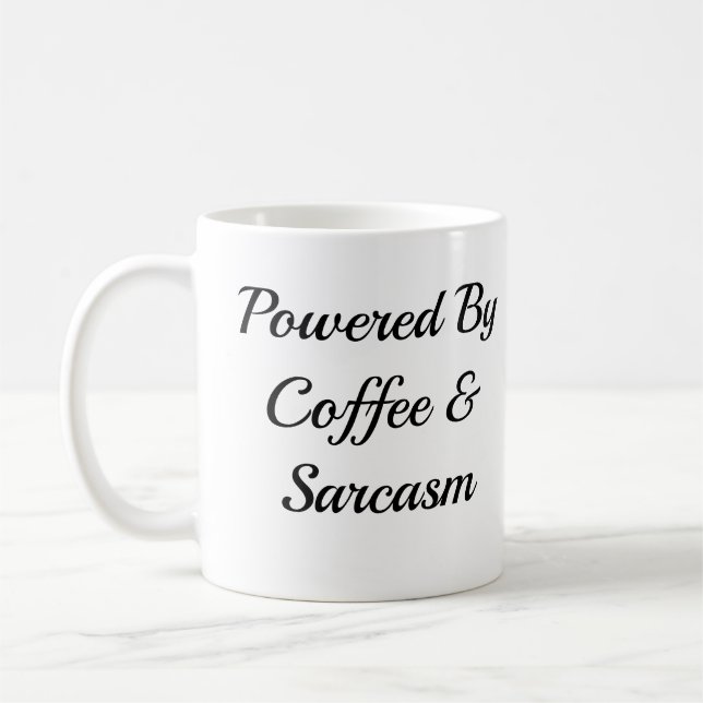 Kaffeetasse 'Powered By Coffee & Sarcasm' Lustige  (Links)
