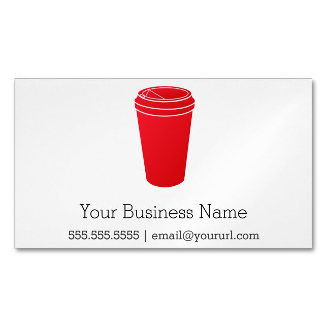 Kaffeetasse-Rot (Papiertogo) Magnetische Visitenkarte (Vorderseite)
