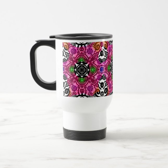 Kaffeetasse Tassen mandala Blütenrosa Geschenk (Links)
