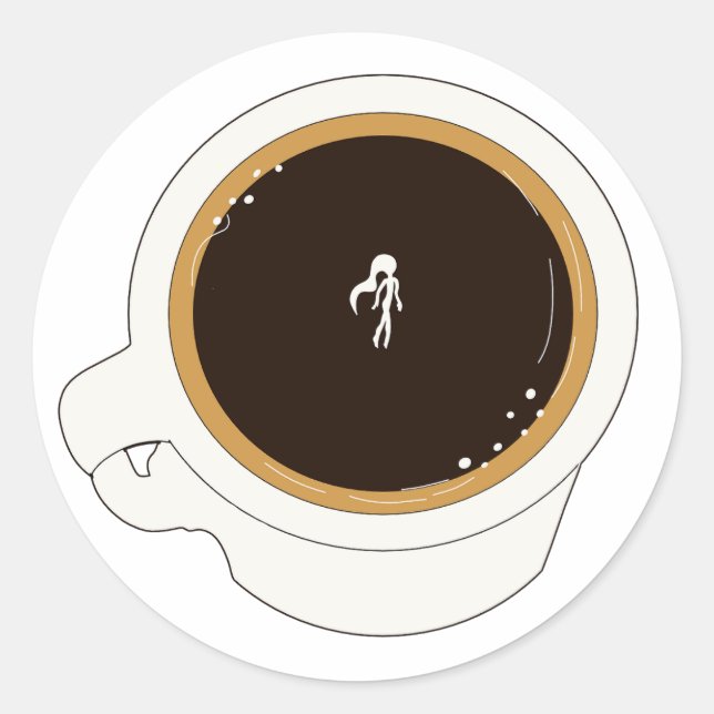 Kaffeetasse-Taucher Runder Aufkleber (Vorderseite)