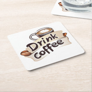 Kaffeetasse trinken rechteckiger pappuntersetzer