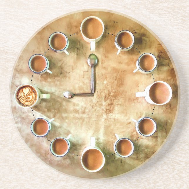 Kaffeetasse Uhr Kaffezeit Design Getränkeuntersetzer (Vorne)