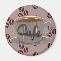 Kaffeetasse und Kaffeebohnen Magnet