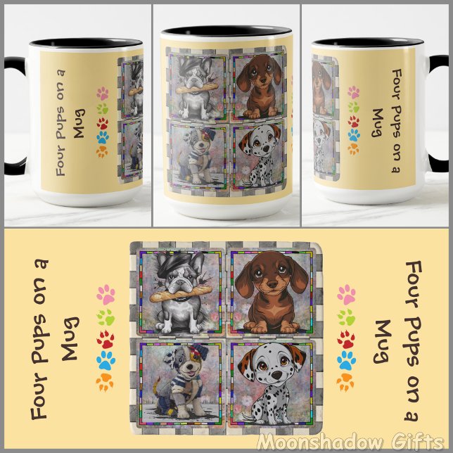 KAFFEETASSE - Vier Welpen auf einer Tasse (Von Creator hochgeladen)